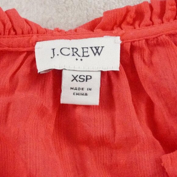 J.Crew Textured Blouse Womens Petite Extra Small V-Neck Ruffle Neck - Picture 3 of 8
